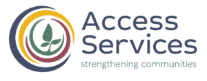 Logo for Access Services with their tagline 